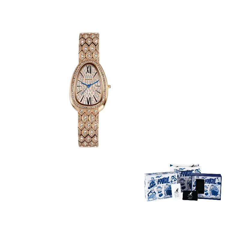 

KANGOL Кварцевые женские часы с металлическим браслетом и серебристым циферблатом