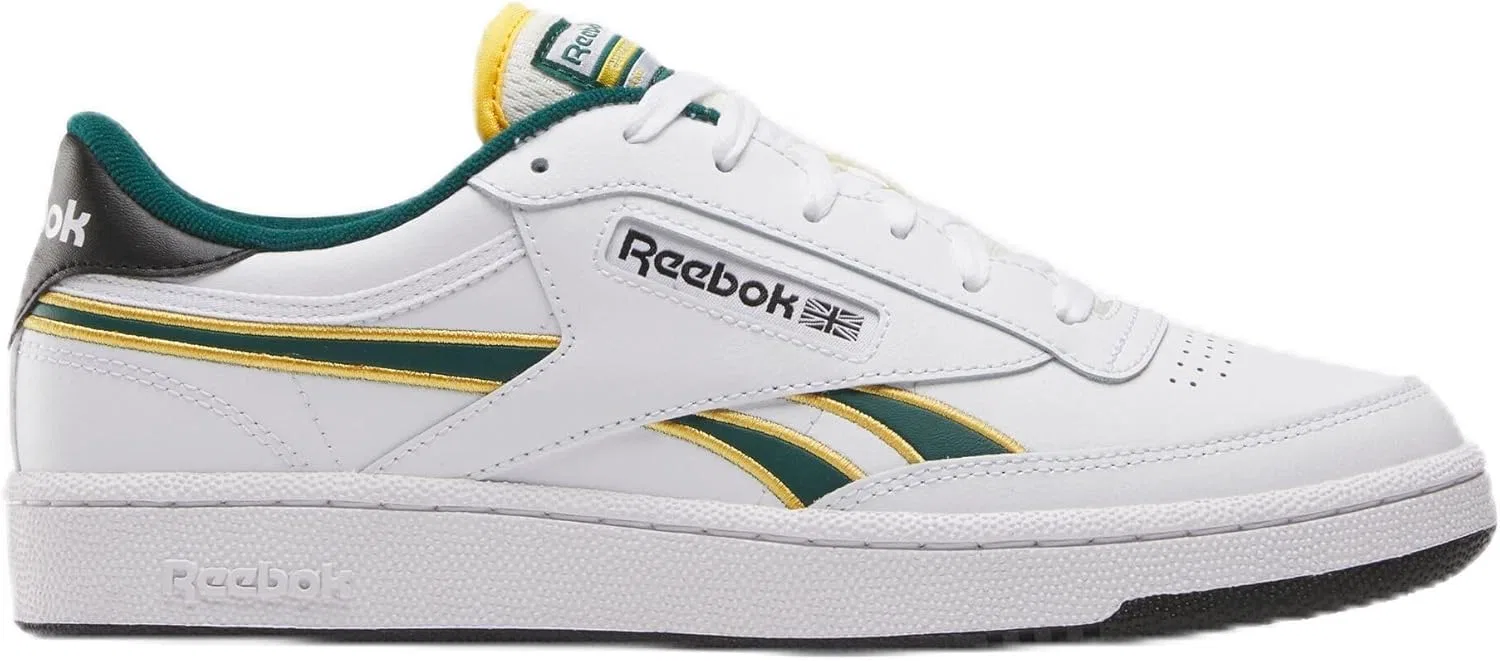 Кроссовки теннисные Reebok Club C Revenge, White Fierce Gold Collegiate Green