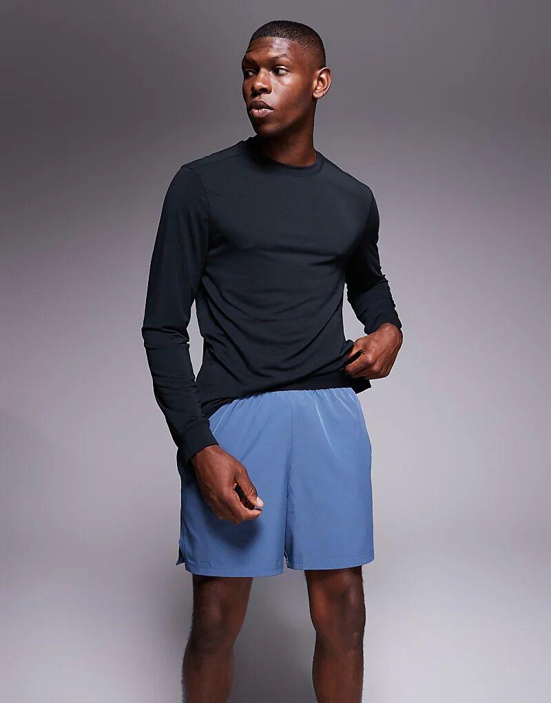 

4505 5-дюймовые шорты для бега с эластичной талией и карманом для телефона на молнии, цвет мелово-голубой