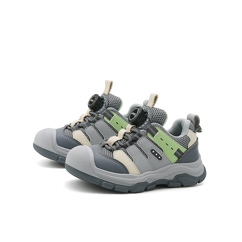 Износостойкие дышащие низкие детские повседневные кроссовки Stone Gray Kids' Jeep, серо-каменный/светло-зеленый гороховый — фото 4