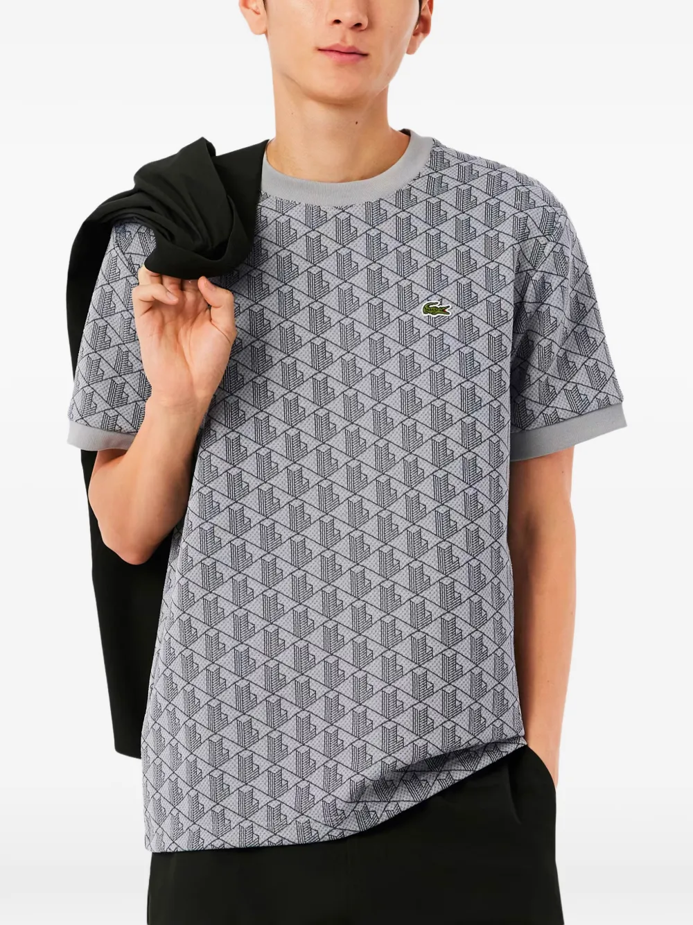 Футболка с геометрическим принтом Lacoste, серый — фото 2