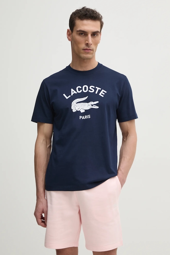 

Хлопковая футболка Lacoste, темно-синий