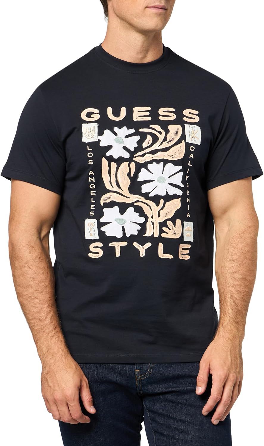 

Мужская футболка GUESS с коротким рукавом, Smart Blue, Синий, Мужская футболка GUESS с коротким рукавом, Smart Blue