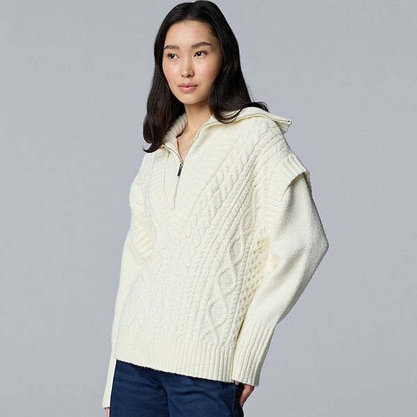 

Свитер с полузастежкой и косой Simply Vera Vera Wang