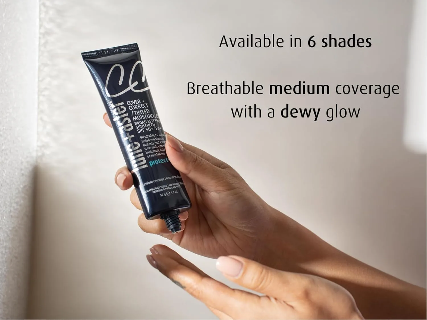CC-крем Lune+Aster с широким спектром защиты SPF 50 | Среднее покрытие, корректирующий цвет крем для сияющего эффекта, 1.0 Porcelain — фото 4