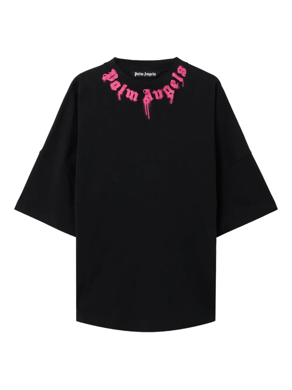 

Хлопковая футболка с изогнутым логотипом Palm Angels, черный