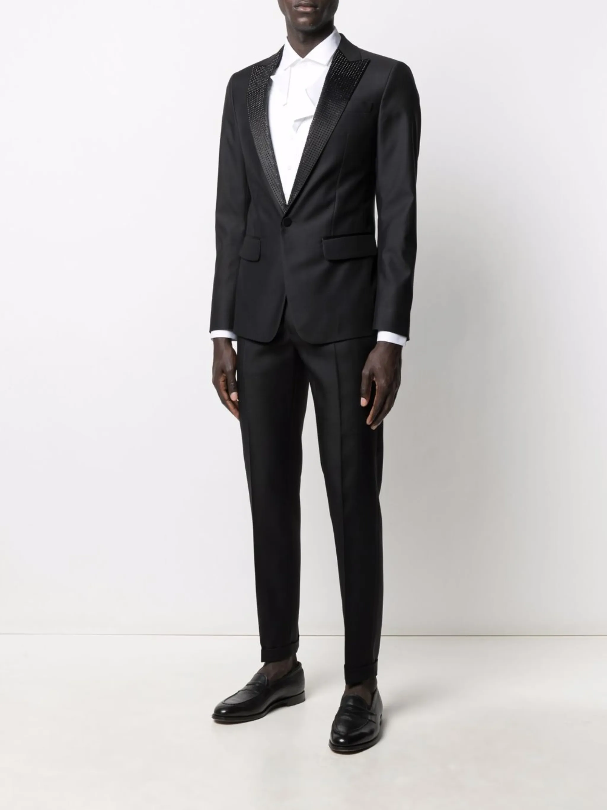 Костюм с однобортным пиджаком и кристаллами Dsquared2, черный — фото 2