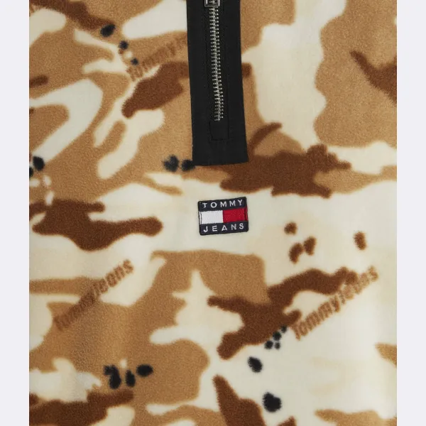 Флисовая толстовка оверсайз с камуфляжным принтом Tommy Hilfiger, коричневый — фото 4