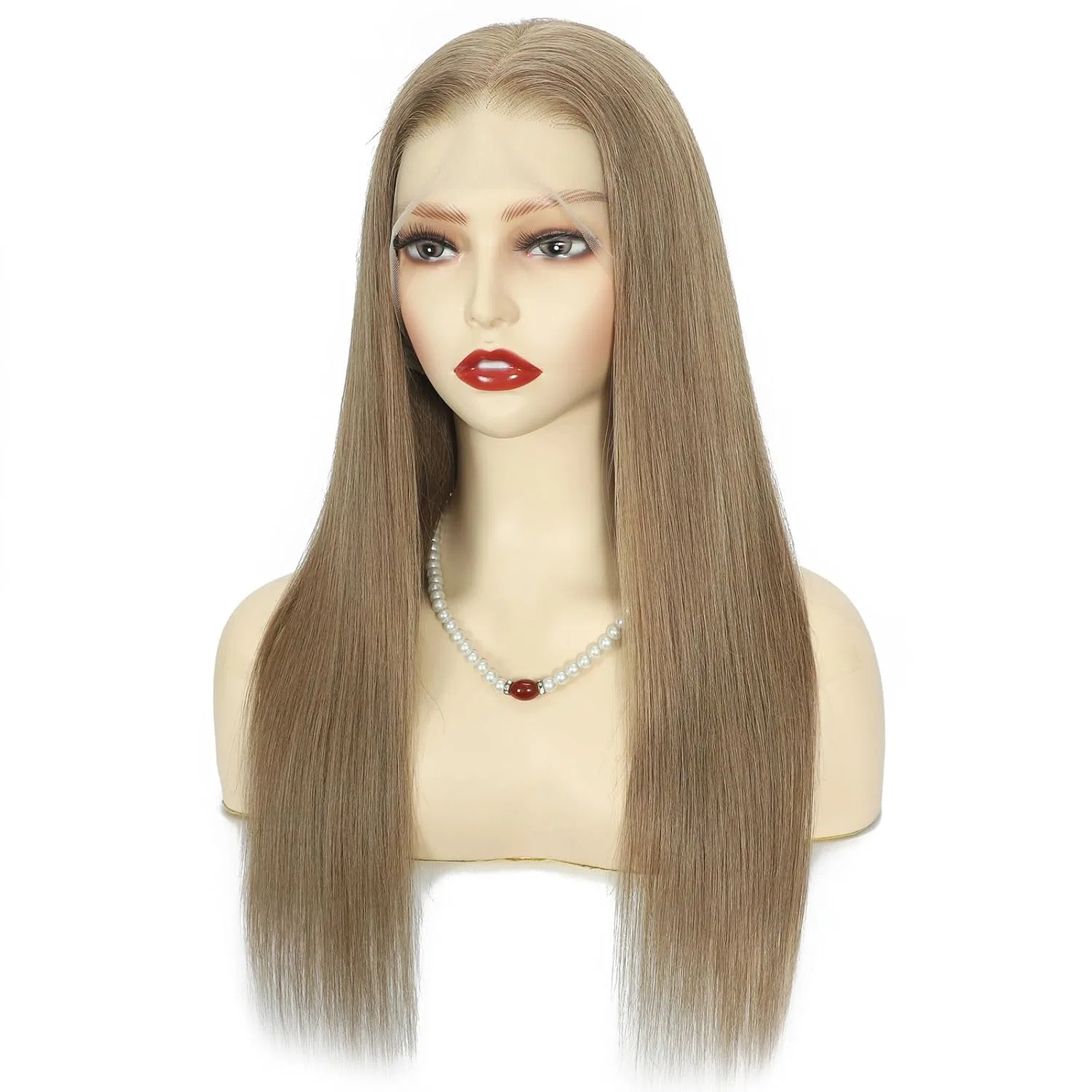 Парик из натуральных волос Remy, полностью кружевной, светло-коричневый, 50 см Larafona, 8# Light Brown — фото 4
