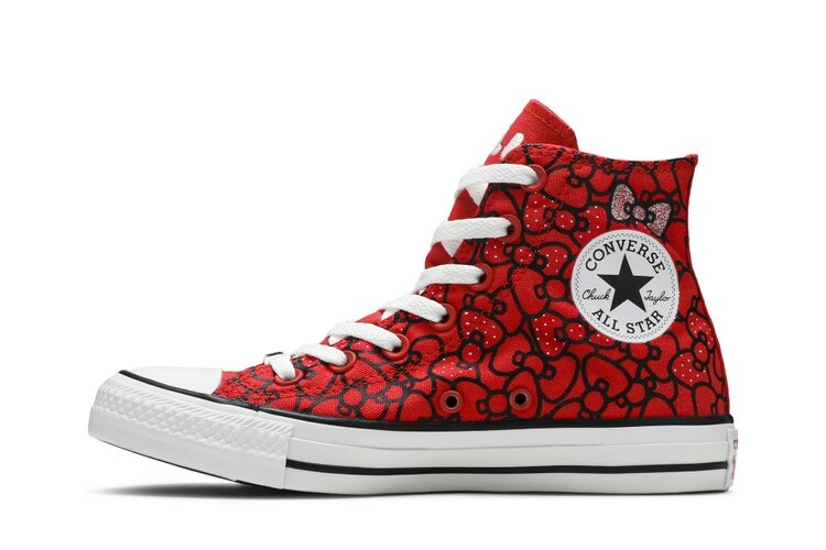 Кроссовки Converse Hello Kitty x Wmns Chuck Taylor All Star Hi 'Red', красный — фото 3