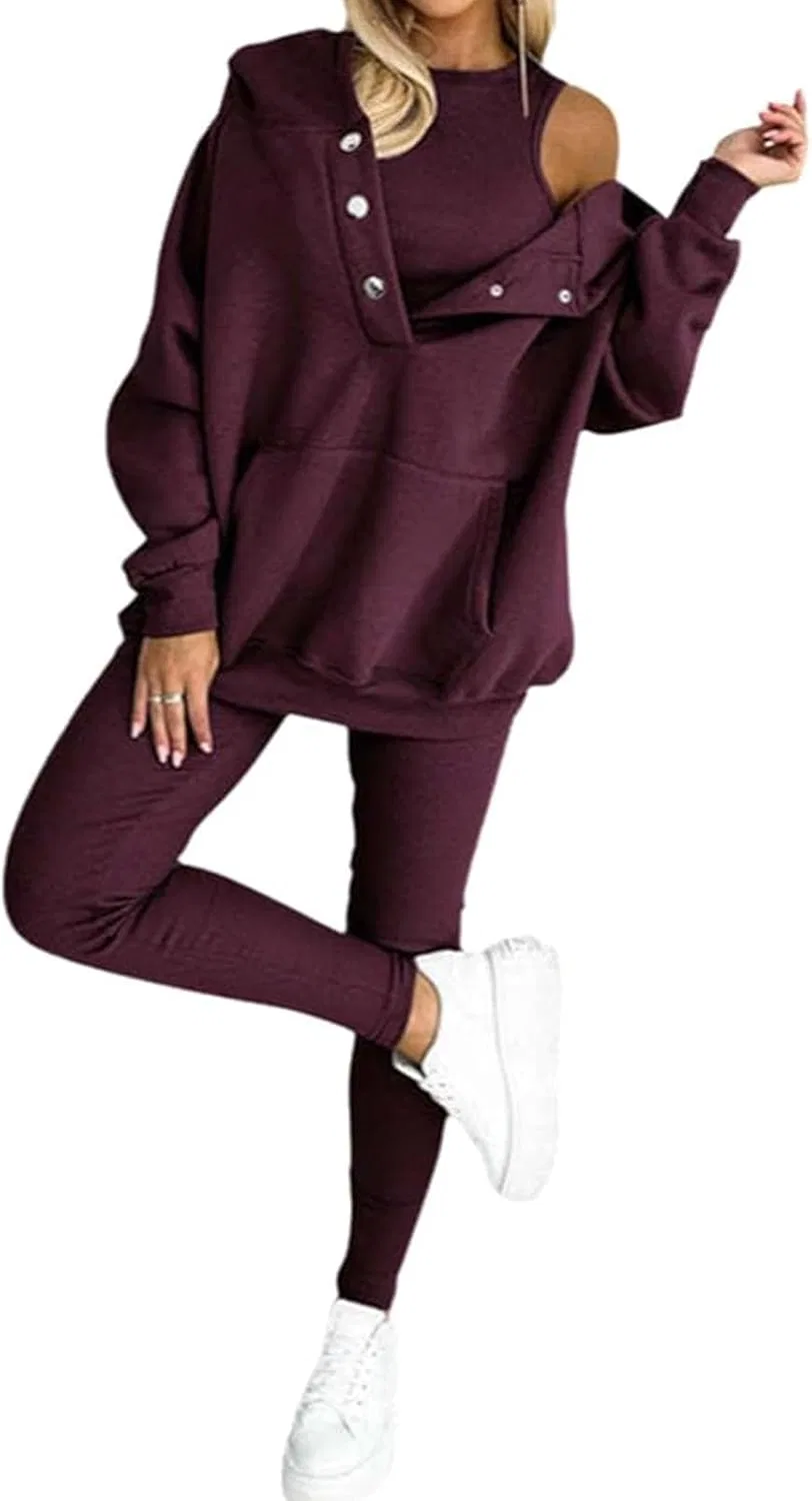 Женский спортивный костюм из 3 предметов, Purple Red