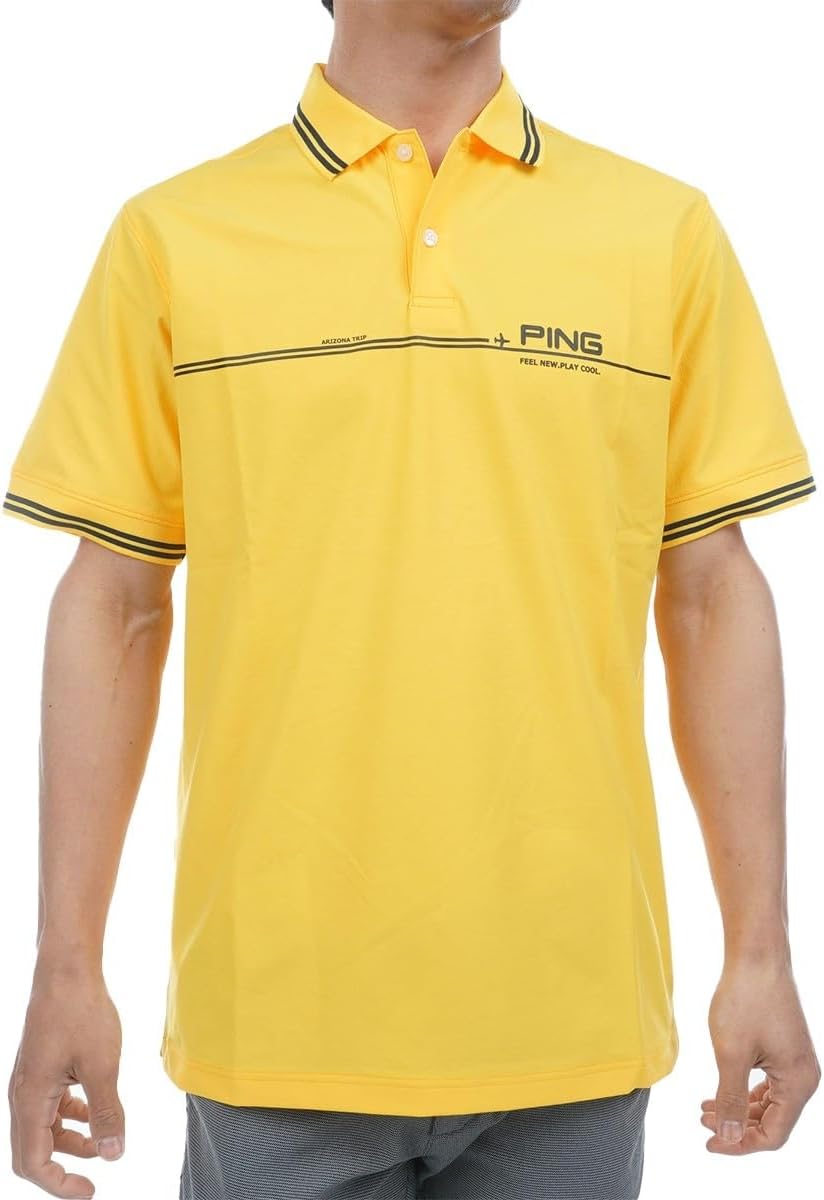

Мужская поло-рубашка с коротким рукавом Pin Apparel 621-5160301 (впитывающая и быстросохнущая), для гольфа, 060желтый, LL Ping Apparel