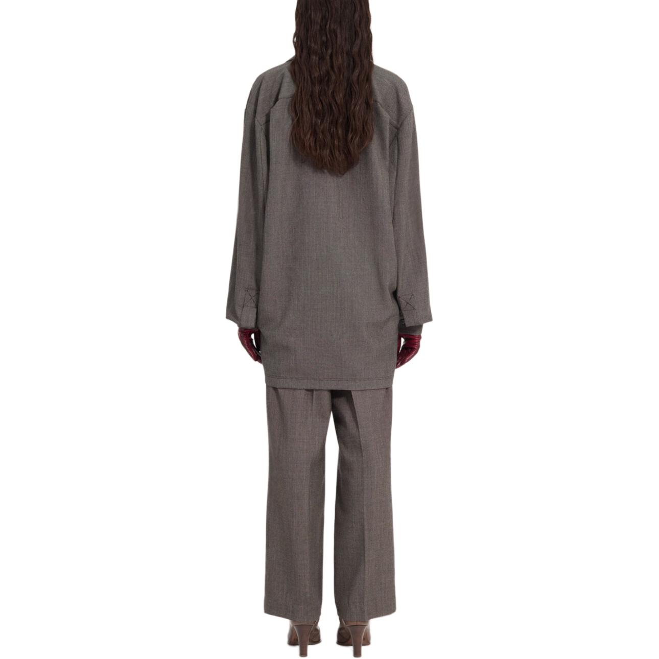 FW25 Длинное платье с длинными рукавами для женщин MM6 Maison Margiela, коричневый — фото 4