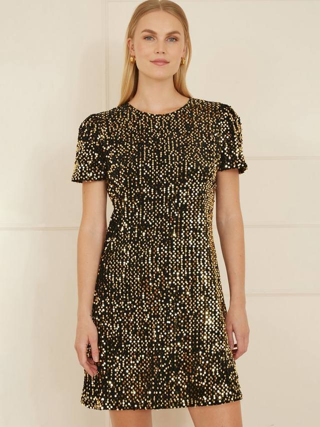 

Блестящее платье-туника с пайетками Yumi, Gold