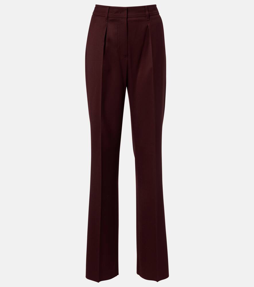 

Плиссированные брюки прямого кроя из вирджин вула с высокой посадкой Max Mara, Ciliegia