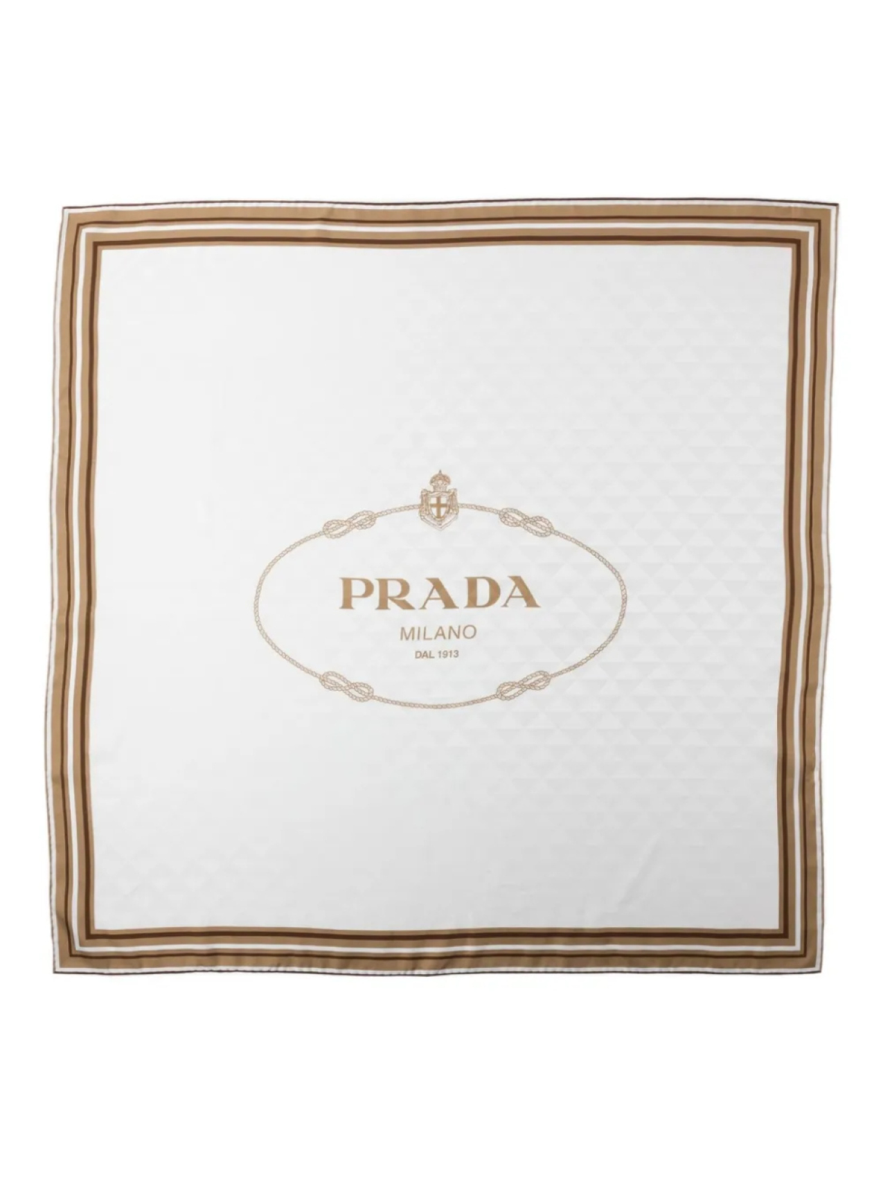 

Шелковый шарф с принтом Prada, нейтральный