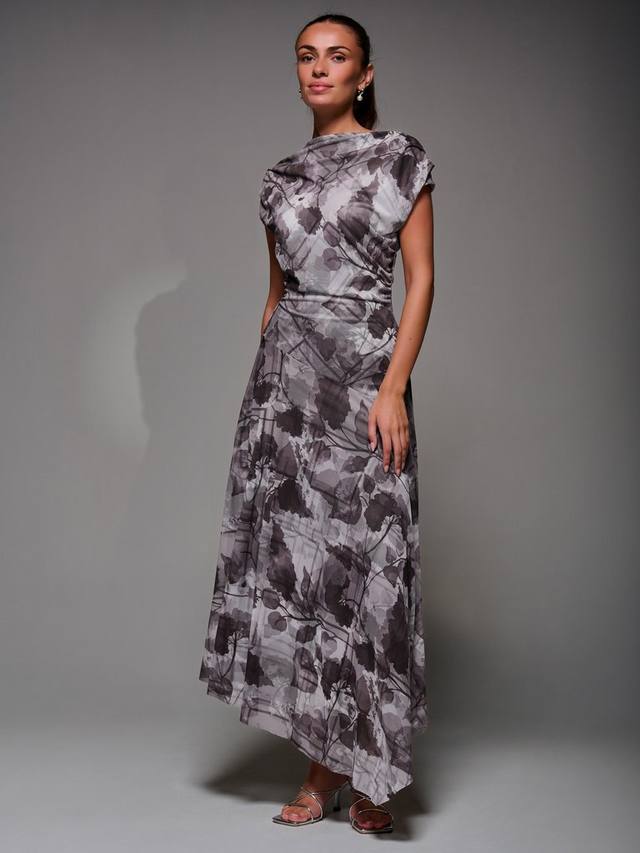 

Асимметрильное платье миди с драпированным вырезом Jolie Moi, Grey Abstract