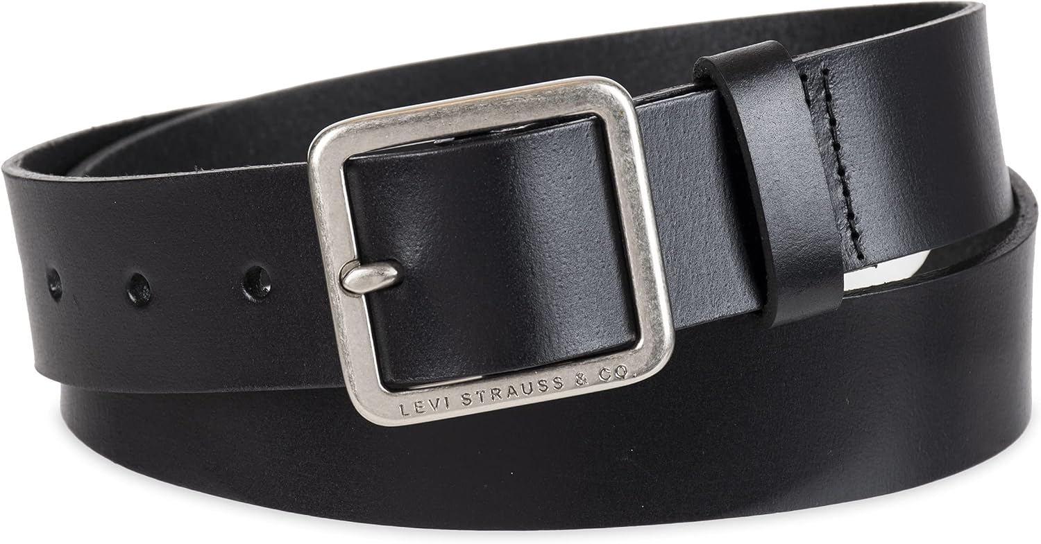 

Женский ремень Levi's Casual Leather Square Buckle с квадратной пряжкой - стильный ремень для джинсов и платьев (стандартные и большие размеры), Black Elevated