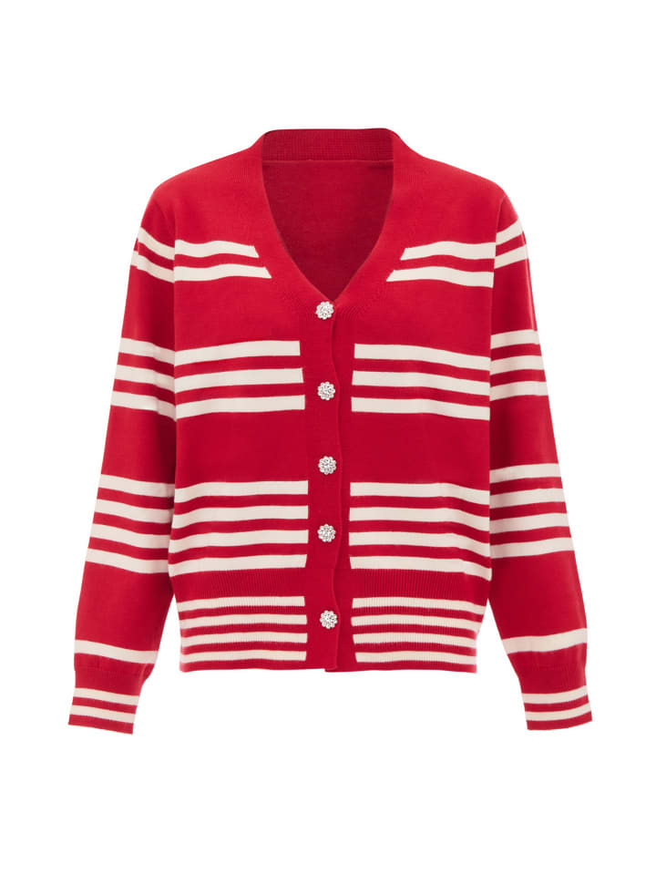 

Женский кардиган из красной шерсти белого цвета Usha