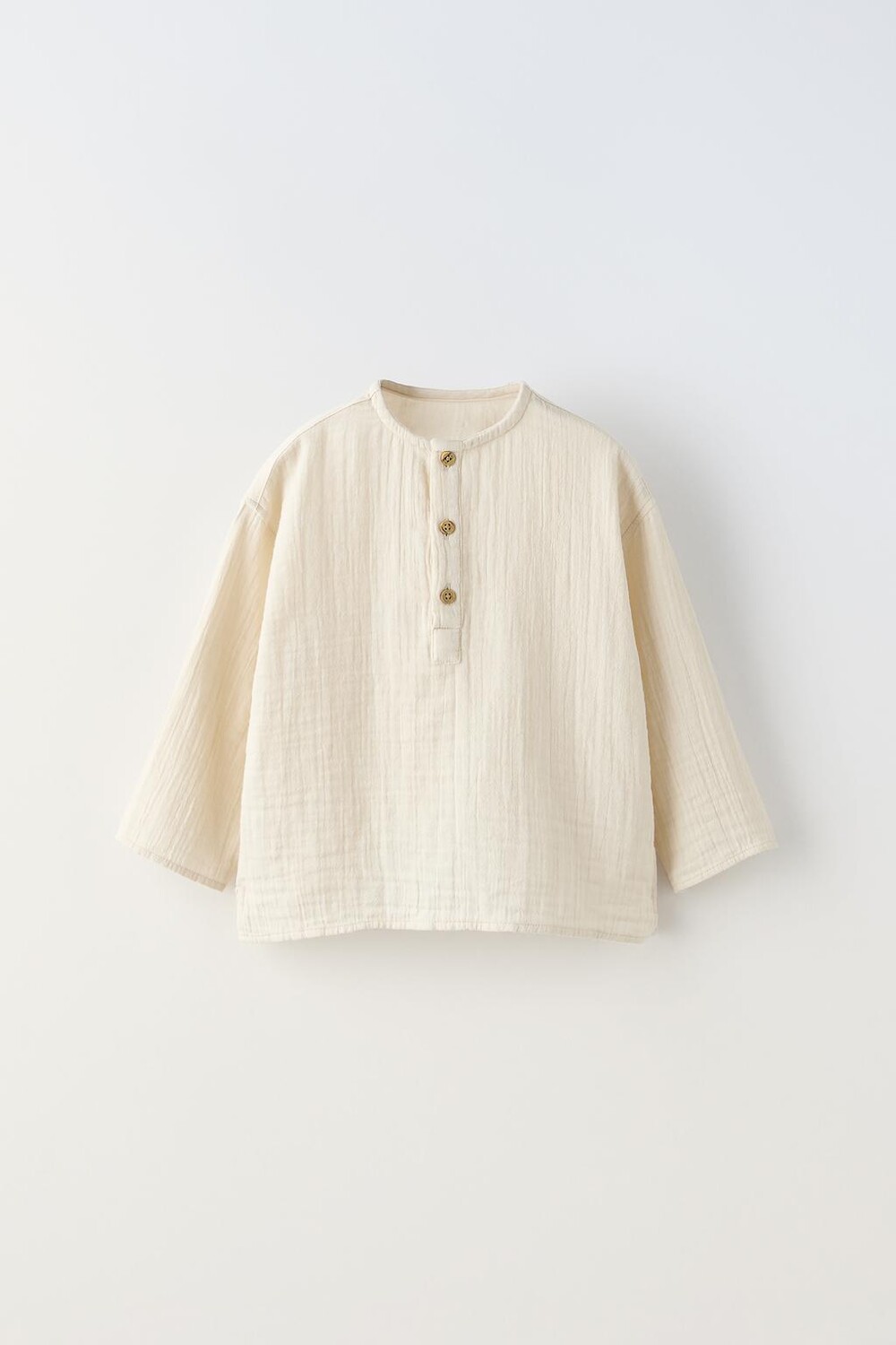 

Креповая рубашка хенли ZARA, экрю
