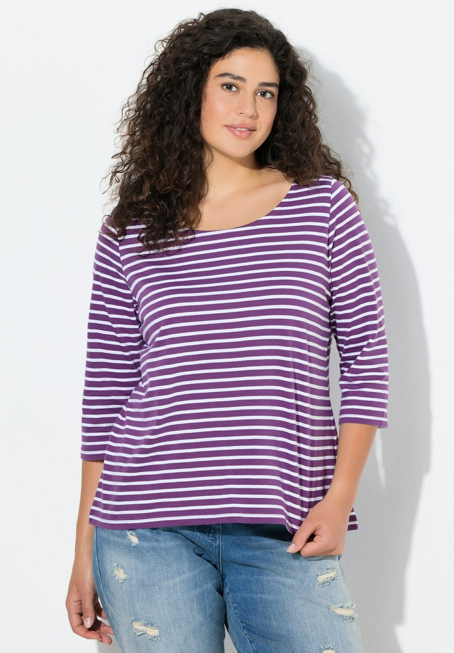 

Топ Ulla Popken STRIPED 3/4 SLEEVE, Aubergine/Purple