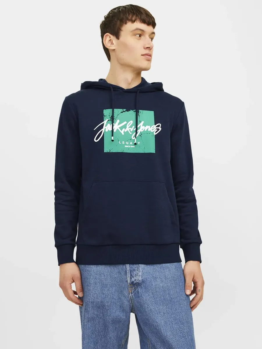 

Толстовка Jack & Jones с капюшоном "JJTILEY SWEAT HOOD", синий