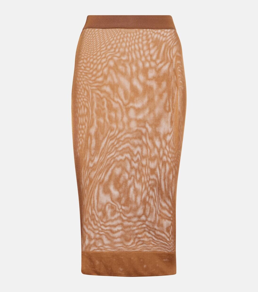 

Атласная юбка миди Saint Laurent, цвет noisette