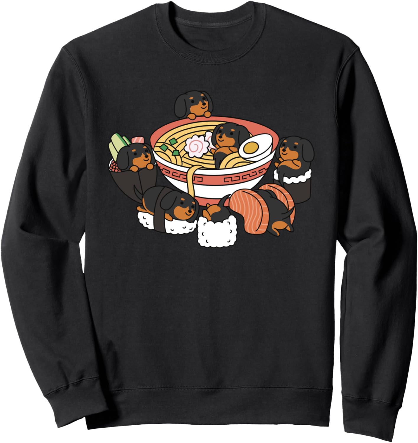 

Толстовка с изображением таксы и лапы такса (рамен-суши) Funny Dachshund Gifts, черный