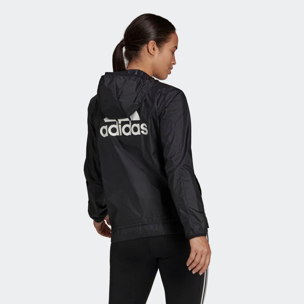 Женская ветровка Adidas для бега с логотипом, черный/белый — фото 3