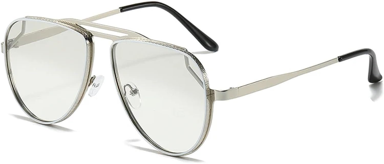 

Ретро-классические металлические солнцезащитные очки с двойной перемычкой для женщин, модные, с градиентным зеркальным покрытием, защита от УФ-излучения UV400 для мужчин HHZZYVY, Silver Light Gray