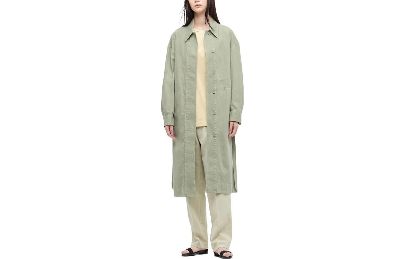 Пальто женское зеленое Uniqlo