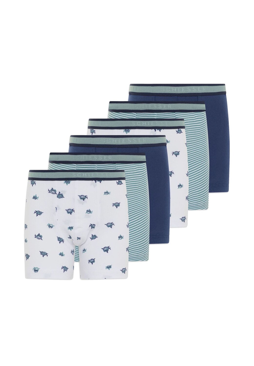 

Шорты/брюки «Ретро», набор из 6 шт., органический хлопок 95/5 SCHIESSER, цвет Weiß/Blau/Grün