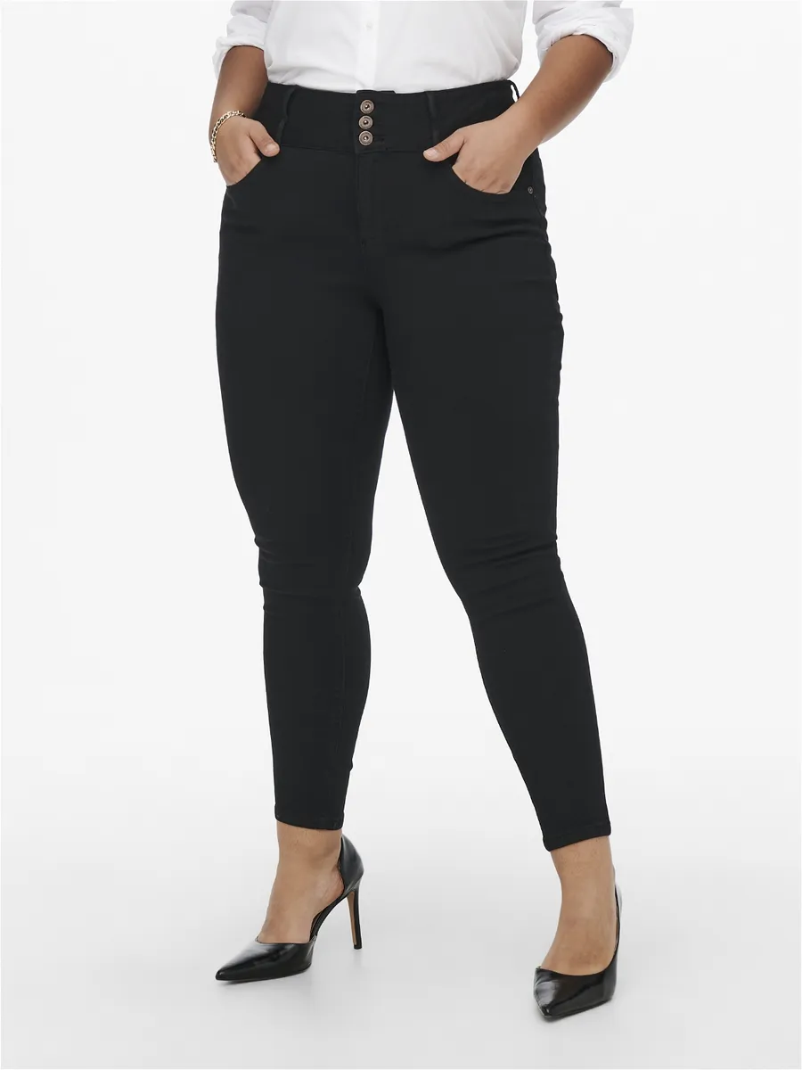 

Джинсы скинни ONLY CARMAKOMA "CARANNA LIFE HW SK ANK JEANS BLACK NOOS", черный