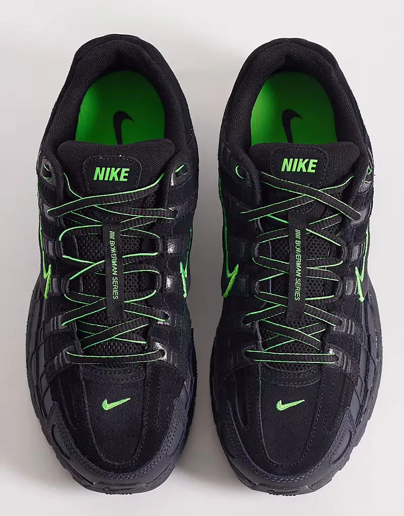 Кроссовки Nike P-6000 в черно-зеленом цвете — фото 3