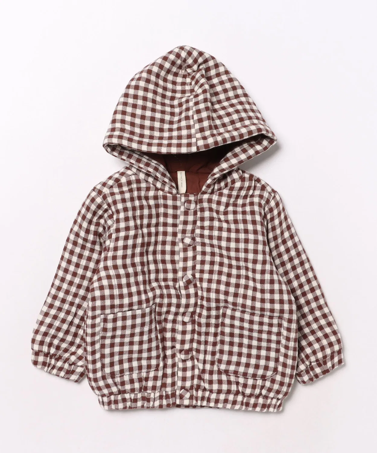 Куртка детская с капюшоном Quincy Mae в клетку Plum Gingham, цвет белый/коричневый