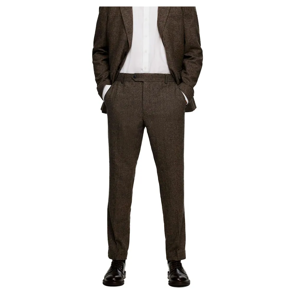 

Брюки Selected Reed Wool Slim Fit dress, коричневый