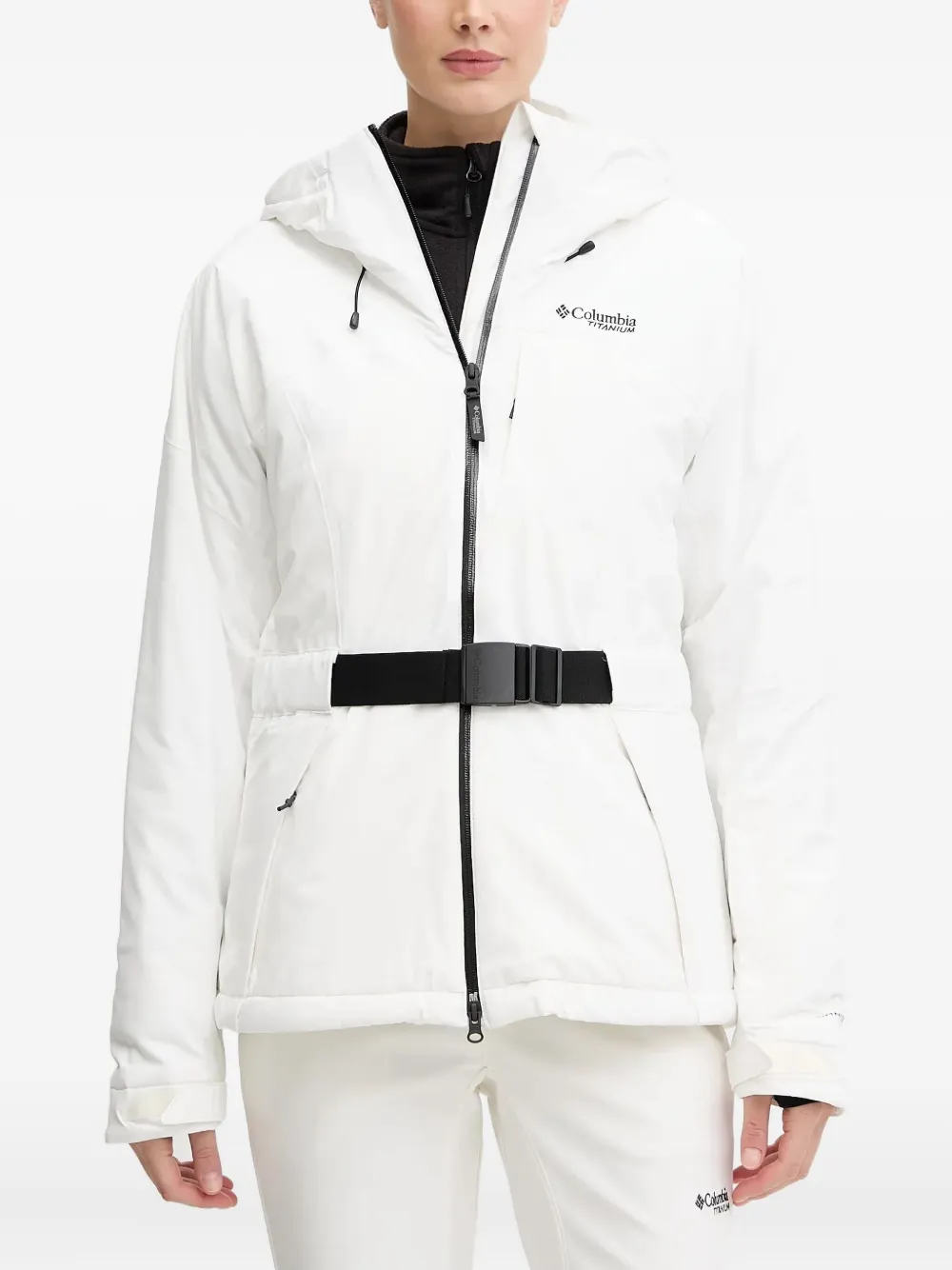 

Утеплённая лыжная куртка с капюшоном и поясом Columbia, белый