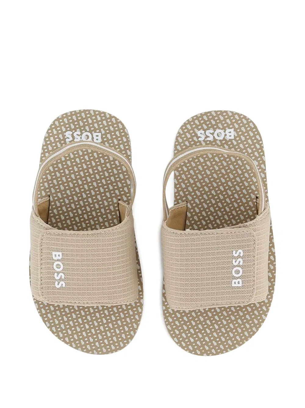 Сандалии в полоску с ремешками на липучках Boss Kidswear, нейтральный — фото 4