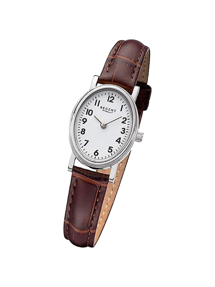 

Аналоговые наручные часы Regent с коричневым кожаным ремешком, очень большого размера (примерно 28x32 мм)