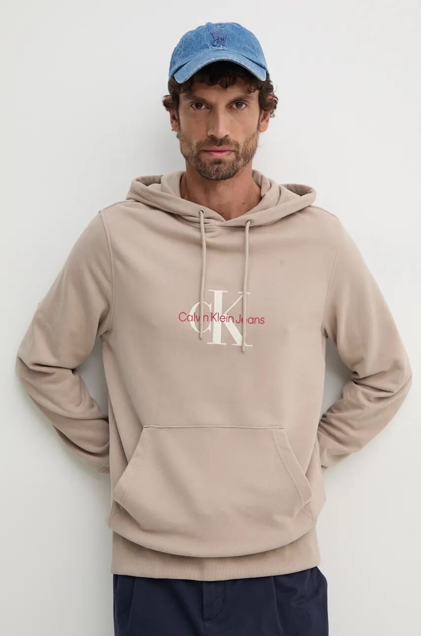 

Хлопковая толстовка Calvin Klein Jeans, бежевый