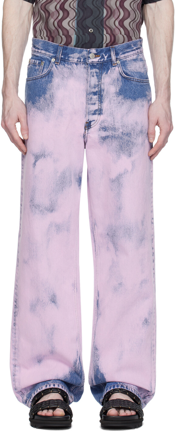 

Розовые джинсы, окрашенные в одежде Dries Van Noten