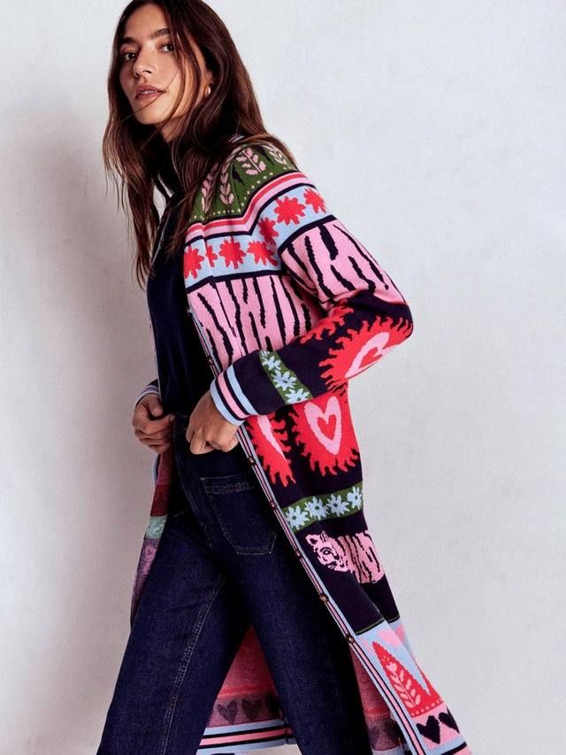 

Кардиган из шерстяной смеси с длинным жаккардовым узором Boden