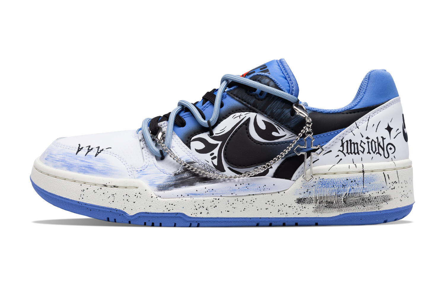

Кроссовки Nike Full Force Skateboarding Shoes Men Low-top Blue/white/black, белый