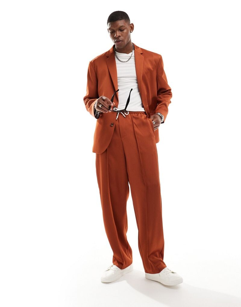 

ASOS DESIGN – табачные широкие костюмные брюки без застежки