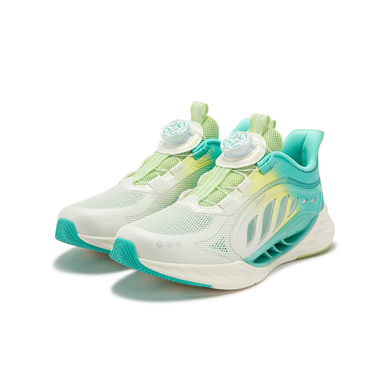 XTEP Противоскользящие износостойкие низкие беговые кроссовки Sail White Aurora Green детские — фото 3
