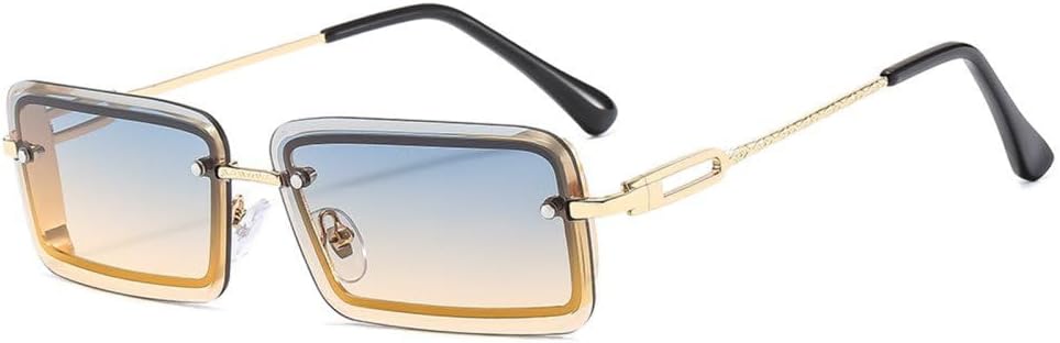 

Винтажные модные солнцезащитные очки без оправы, прямоугольной формы, с градиентным переходом цвета, защитой от УФ-излучения UV400, для летних путешествий, для женщин TYUVIVO, C6