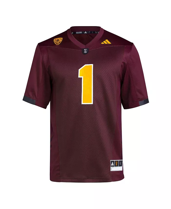 Мужская футбольная майка Arizona State Sun Devils Premier #1 в бордовом цвете adidas — фото 2