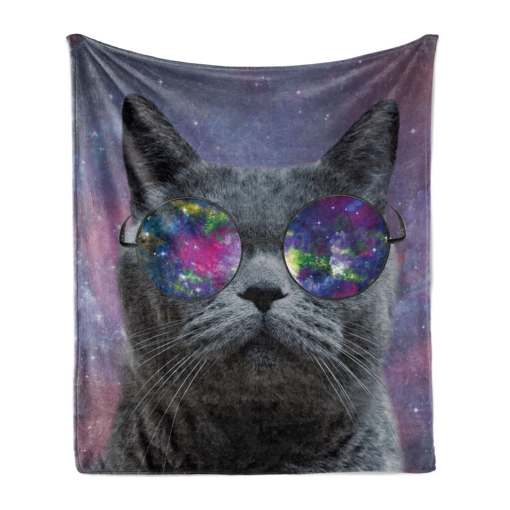 

ABAKUHAUS Cosmic Cat Мягкое фланелевое флисовое одеяло, лошадиная тематика, скачущие животные в песке, бегущие лошади, 175 x 230 см, серый и разноцветный