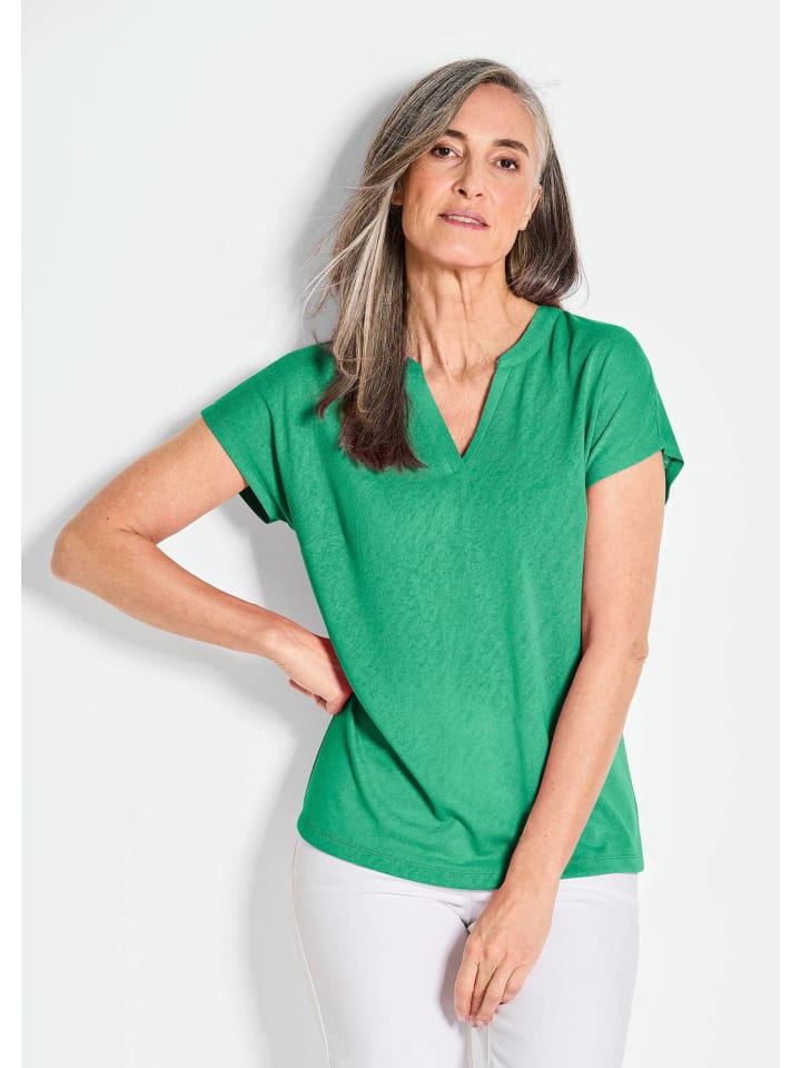 

GOLDNER Размер S: трикотажная футболка, легкая базовая футболка с V-образным вырезом, зеленого цвета, Зеленый, GOLDNER Размер S: трикотажная футболка, легкая базовая футболка с V-образным вырезом, зеленого цвета