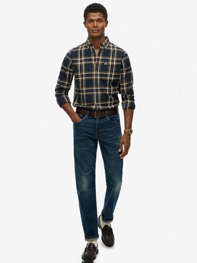 Хлопковая рубашка в клетку Regular Fit в стиле лесоруба Superdry, Navy — фото 3